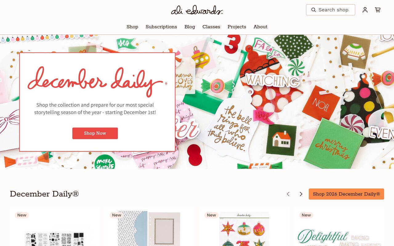 Ali Edwards Story Kit homepage screenshot