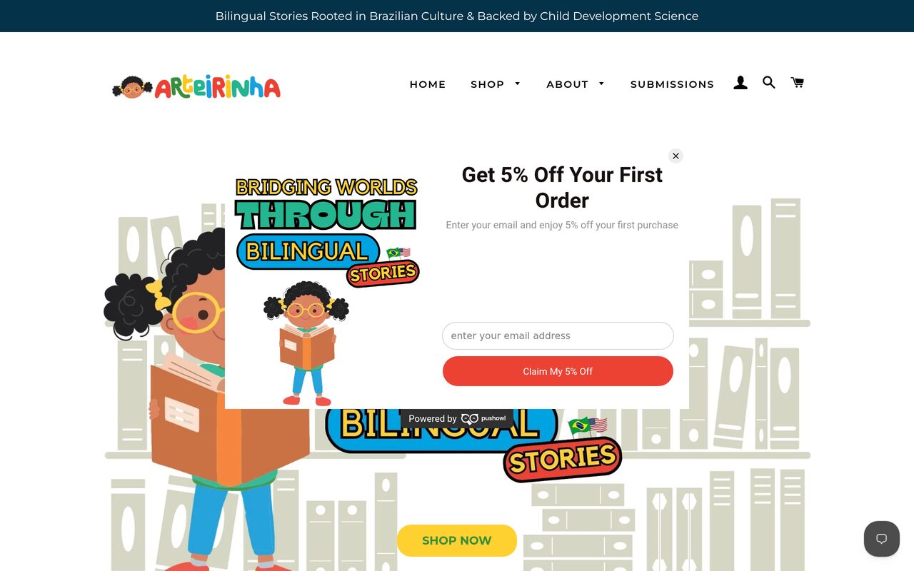 Arteirinha homepage screenshot