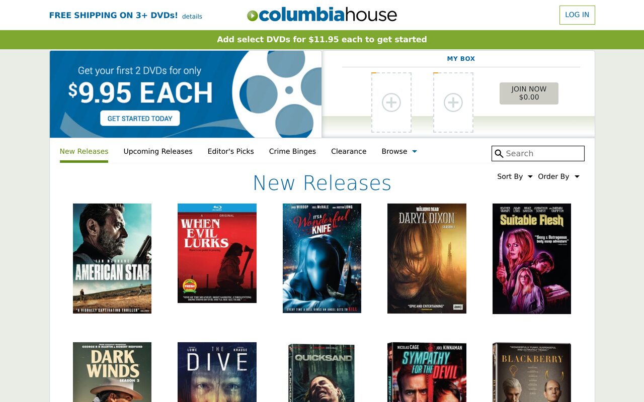 Columbia House homepage screenshot