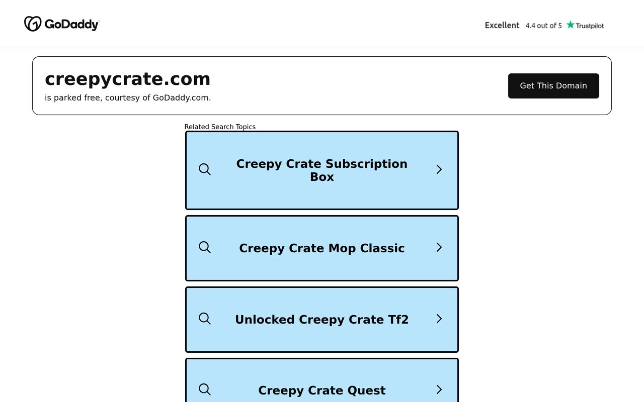 Creepy Crate homepage screenshot