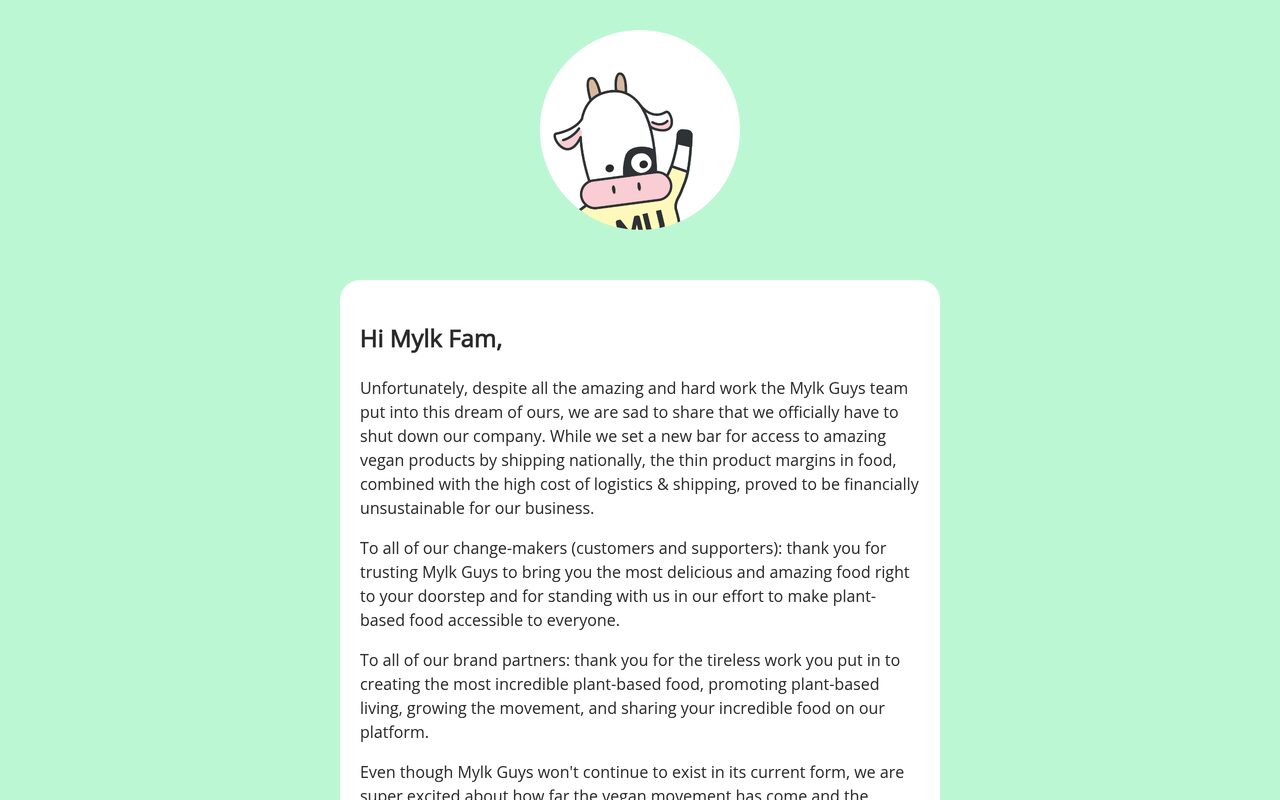 Mylk Guys homepage screenshot