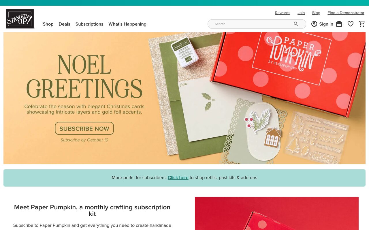 Paper Pumpkin (Stampin' Up!) homepage screenshot
