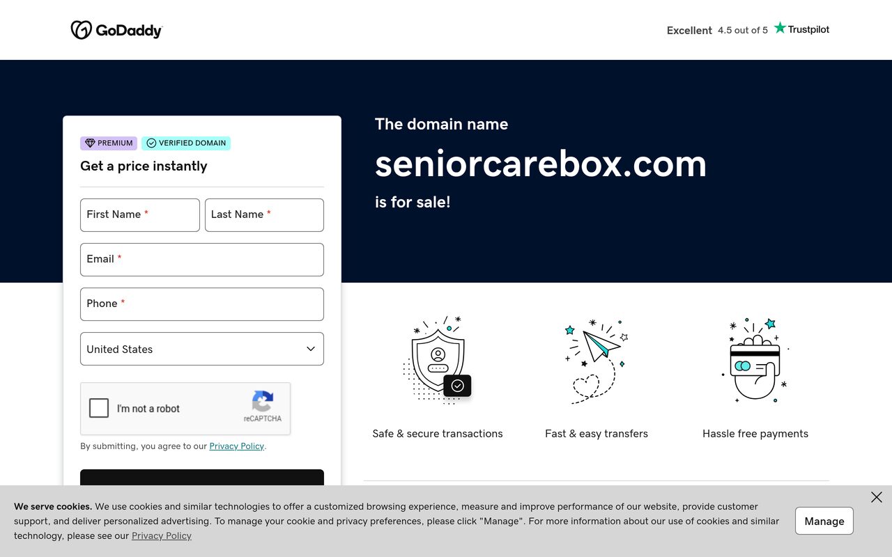 Senior Care Box homepage screenshot