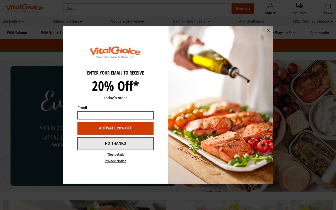 Vital Choice homepage screenshot