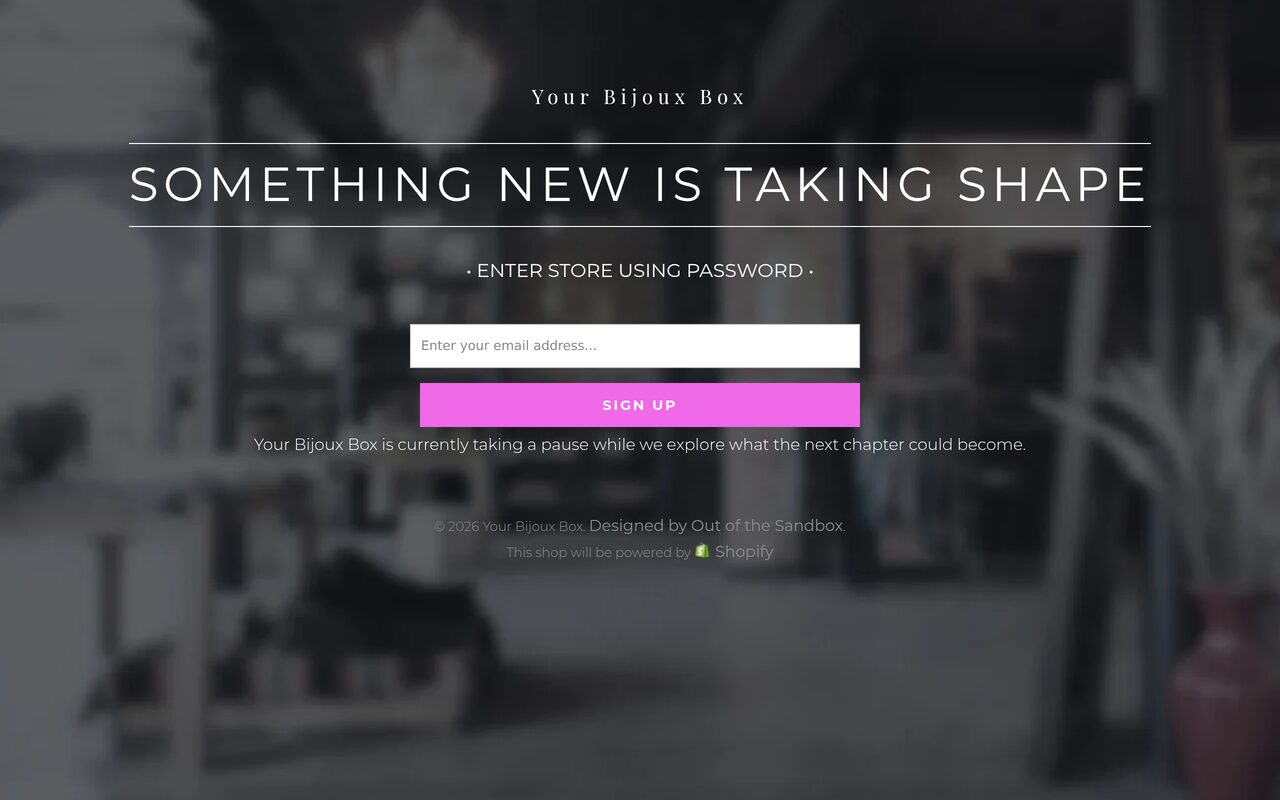 Your Bijoux Box homepage screenshot