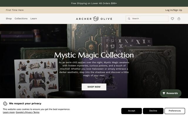 Archer & Olive Subscription Box homepage