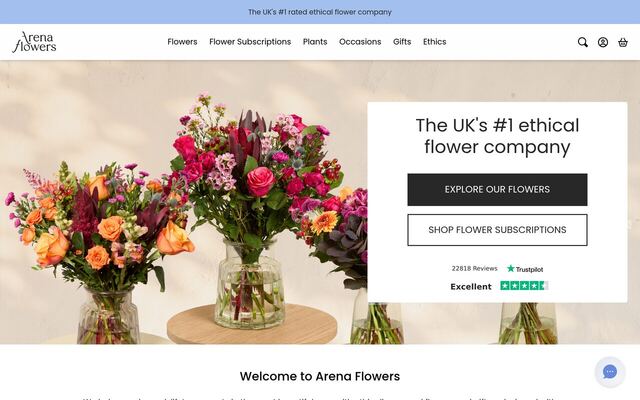 Arena Flowers homepage