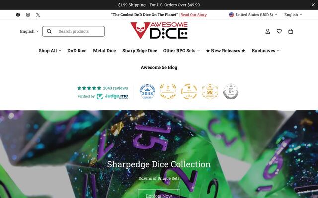 Awesome Dice Monthly Box of Awesome homepage