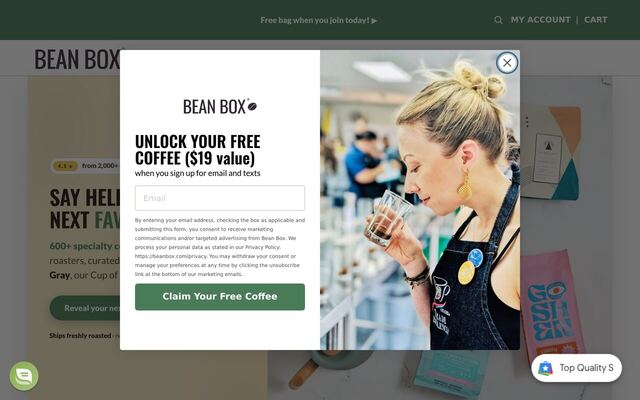 Bean Box homepage