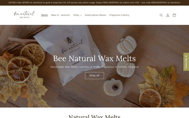 Bee Natural Wax Melts Subscription Box homepage