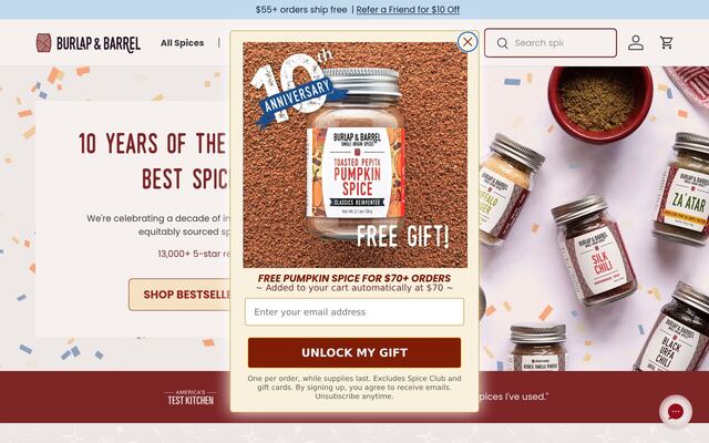 Burlap & Barrel Spice Club homepage