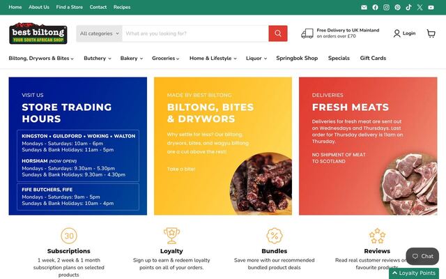 Buy South Africa Biltong homepage