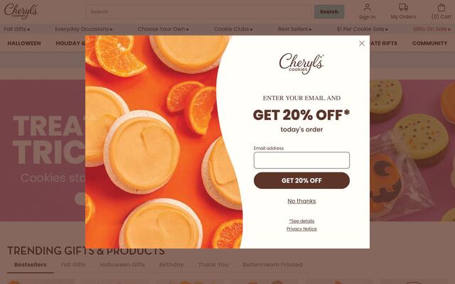Cheryl's Cookies homepage