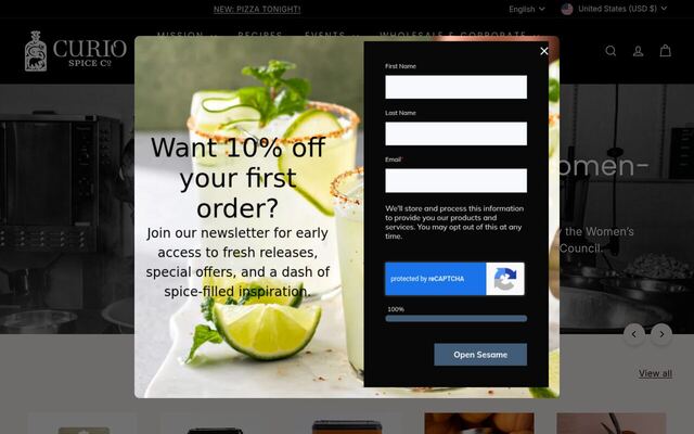 Curio Spice Club homepage