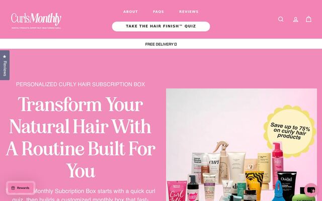 Curls Monthly homepage