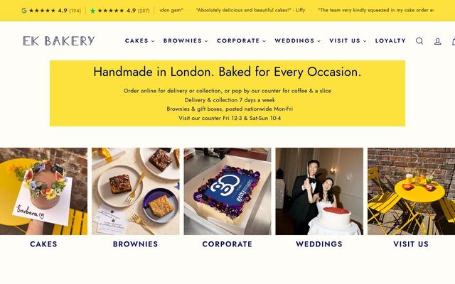 EK Bakery homepage