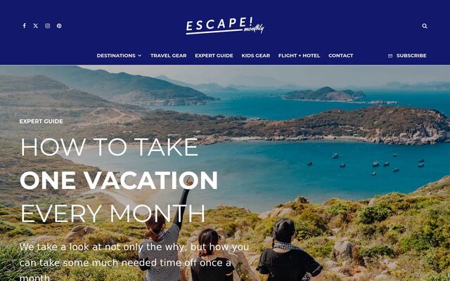Escape Monthly homepage