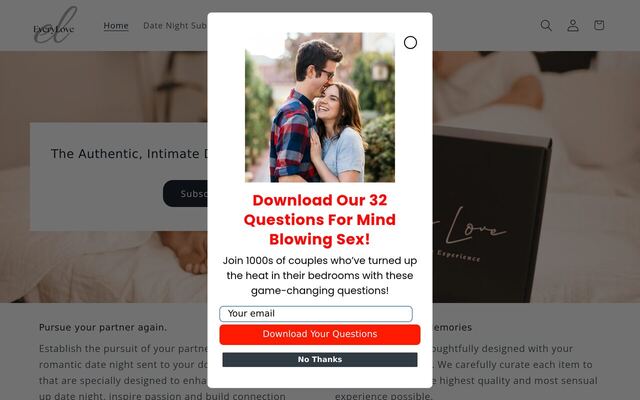 EveryLove Intimates Date Night Box homepage