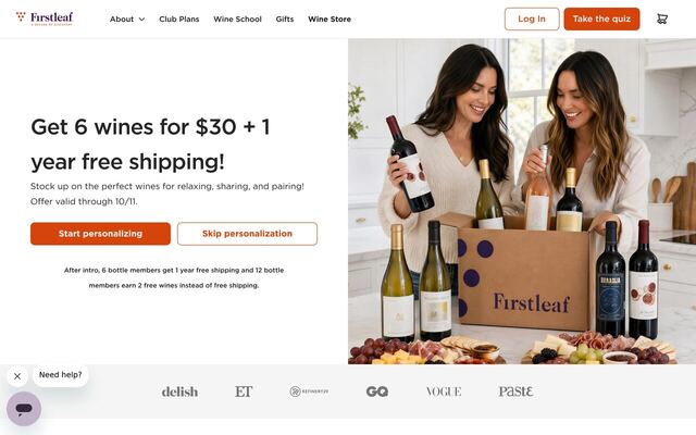 Firstleaf homepage