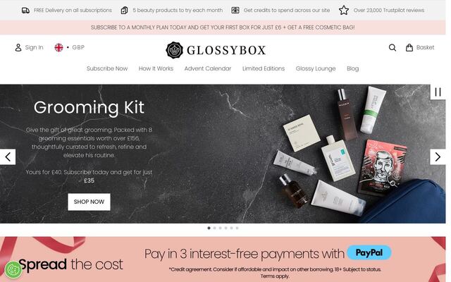 GLOSSYBOX US homepage