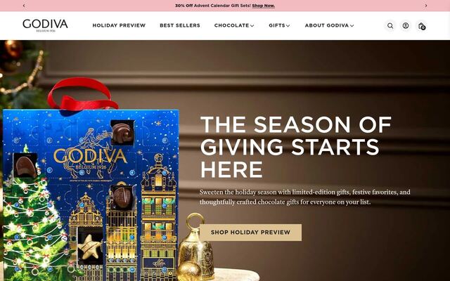 Godiva Chocolate of the Month Club homepage