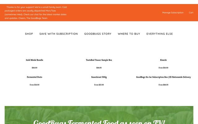 GoodBugs Subscription Box homepage