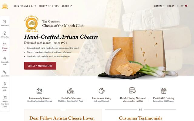 Gourmet Cheese of the Month Club homepage