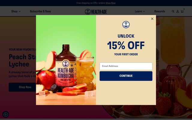 Health-Ade Kombucha homepage