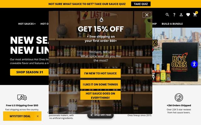 HEATONIST Hot Ones Box homepage