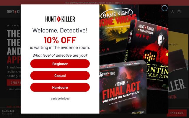 Hunt A Killer homepage