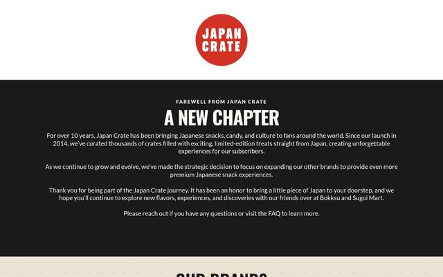 Japan Crate homepage
