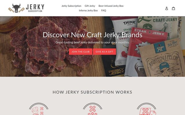 Jerky Subscription homepage