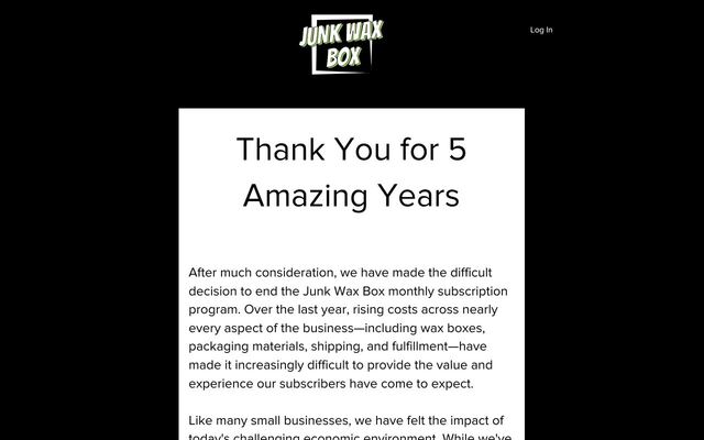 Junk Wax Box homepage