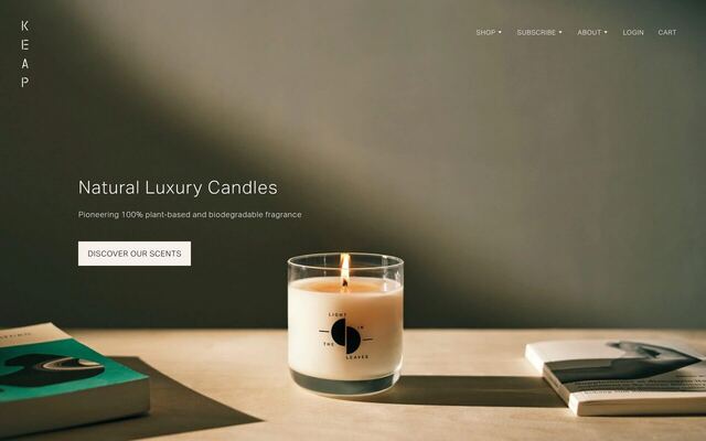 Keap Candles Subscription homepage