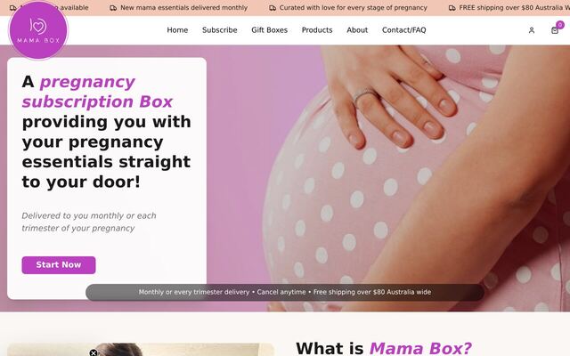 Mama Box Australia homepage