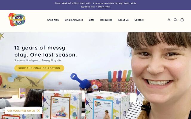 Messy Play Kits homepage
