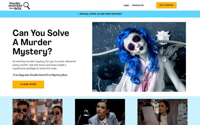Murder Mystery in a Box homepage