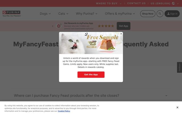 My Fancy Feast homepage
