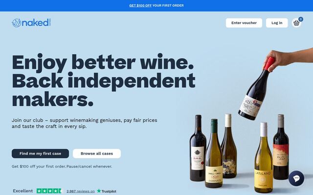 Naked Wines homepage