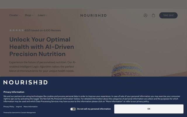Nourished homepage
