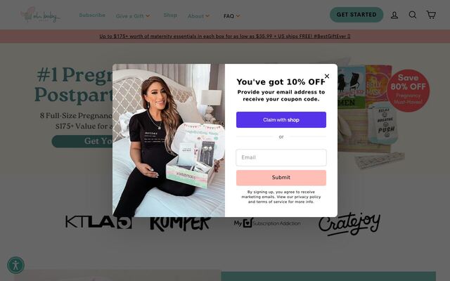 Oh Baby Boxes homepage