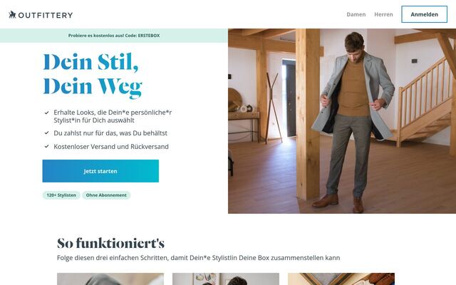 Outfittery homepage
