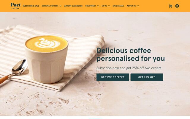 Pact Coffee homepage