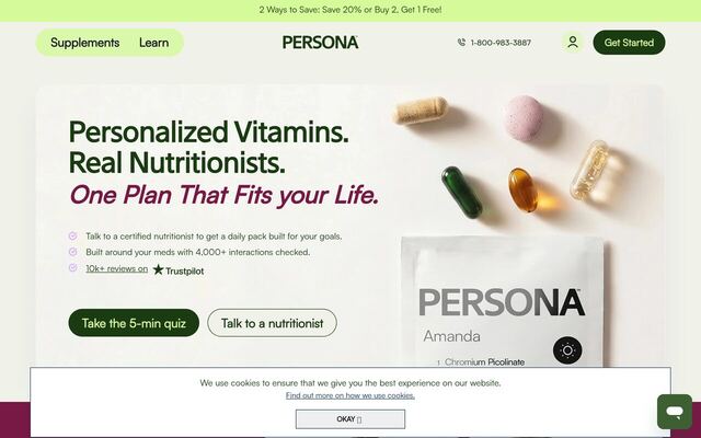 Persona Nutrition homepage