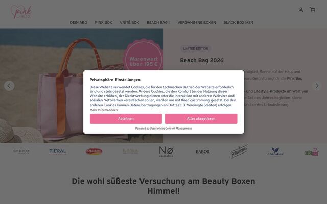Pink Box homepage