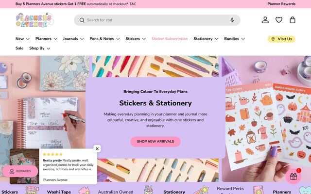 Planners Avenue Sticker Club homepage