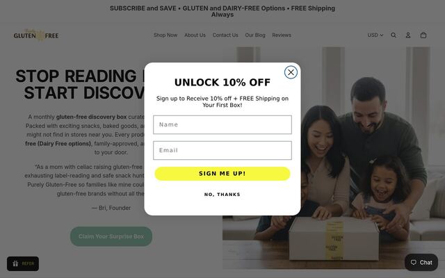 Purely Gluten-Free homepage