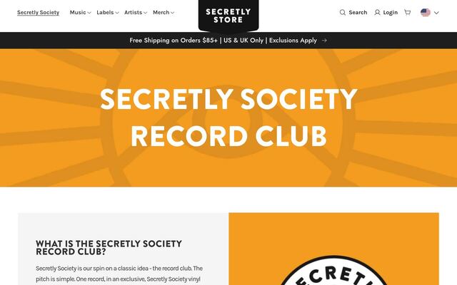 Secretly Society homepage