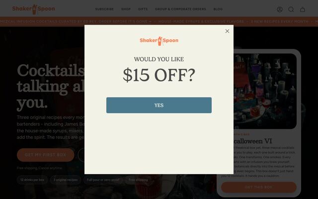 Shaker & Spoon homepage