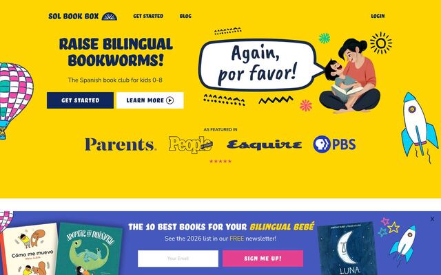 Sol Book Box homepage
